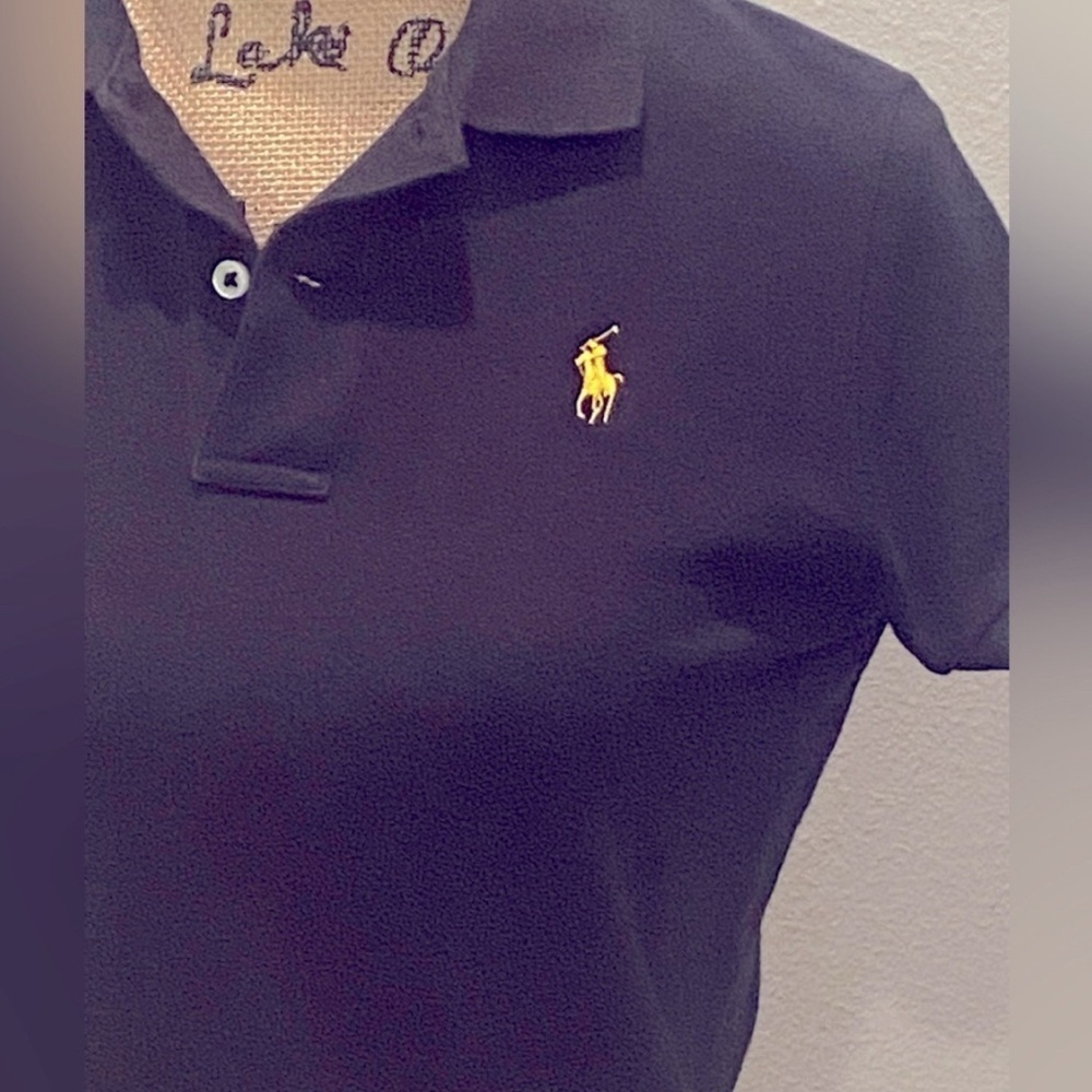Ralph Lauren Blue Label Black Skinny Polo with Baylor University Logo. EA009 - Picture 2 of 5